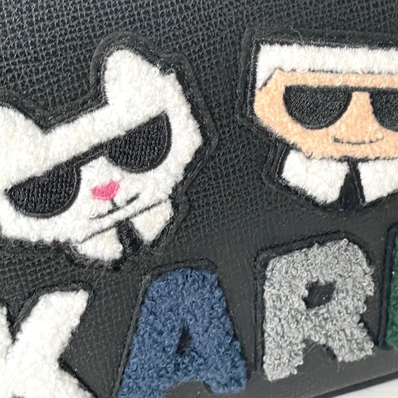Karl Lagerfeld Maybelle Crossbody Black Felt Ikons Airpods Coin Case Guitar Stra - Picture 6 of 9